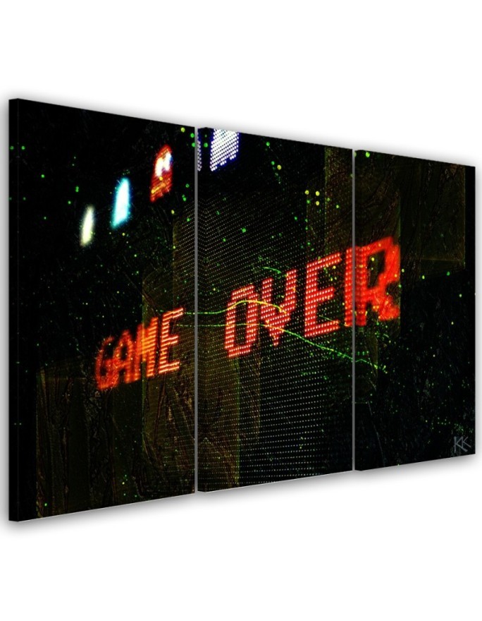 Triptych wall art painting - Game Over for the gamer | FEEBY