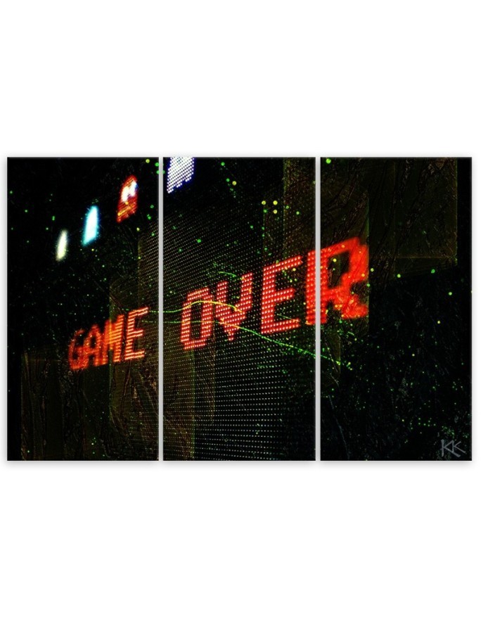 Triptych wall art painting - Game Over for the gamer | FEEBY