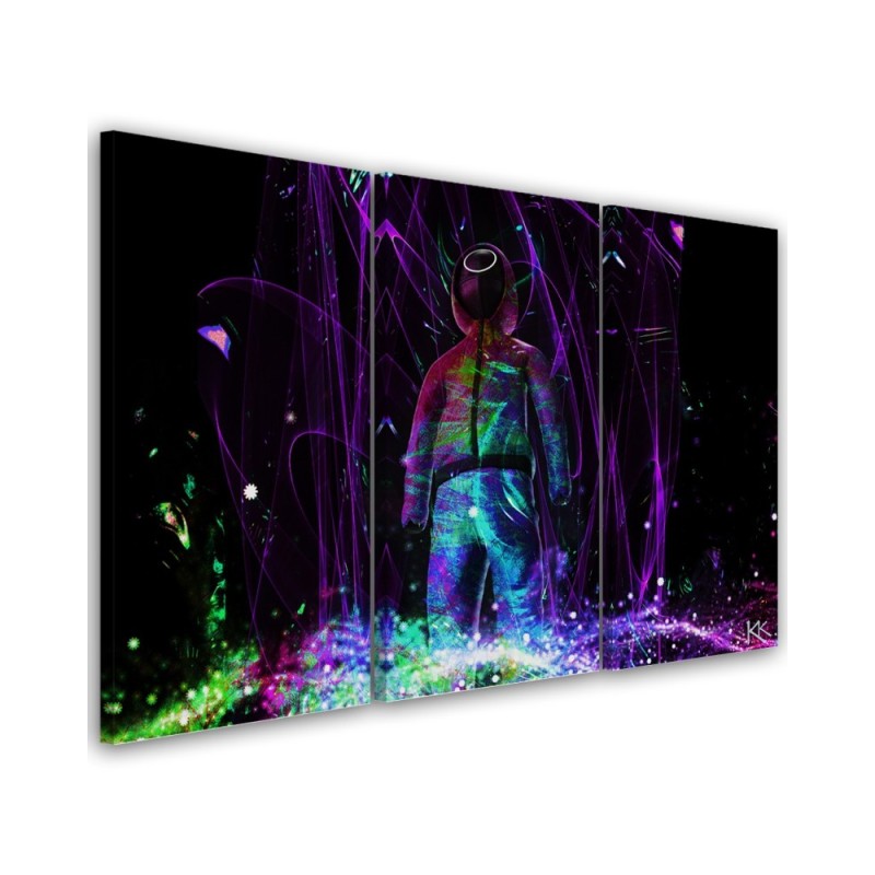 Canvas print for teenager three-piece - Neon gamer | FEEBY