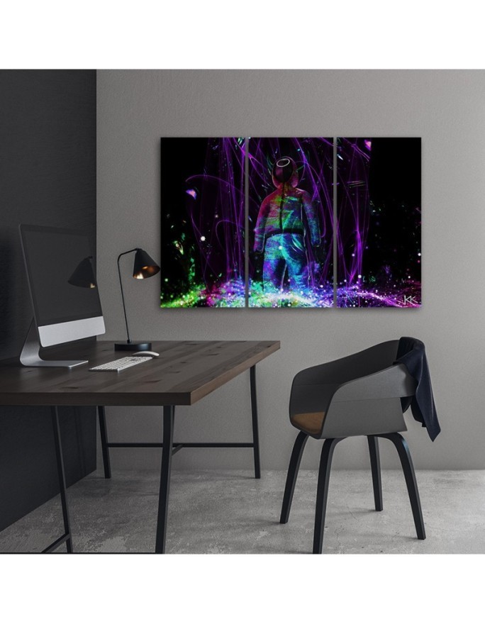 Canvas print for teenager three-piece - Neon gamer | FEEBY