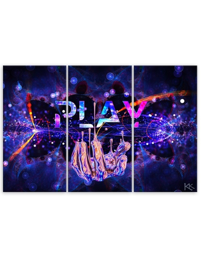 Gaming Canvas print triptych - Neon with the word Play | FEEBY