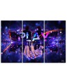 Gaming Canvas print triptych - Neon with the word Play | FEEBY
