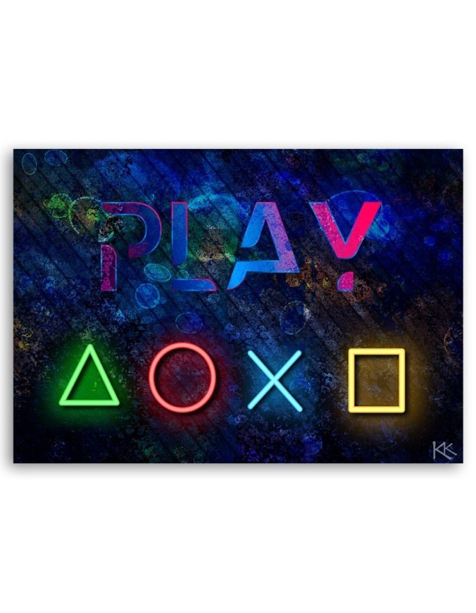 Canvas prints for a gamer - Controller buttons and play lettering | FEEBY