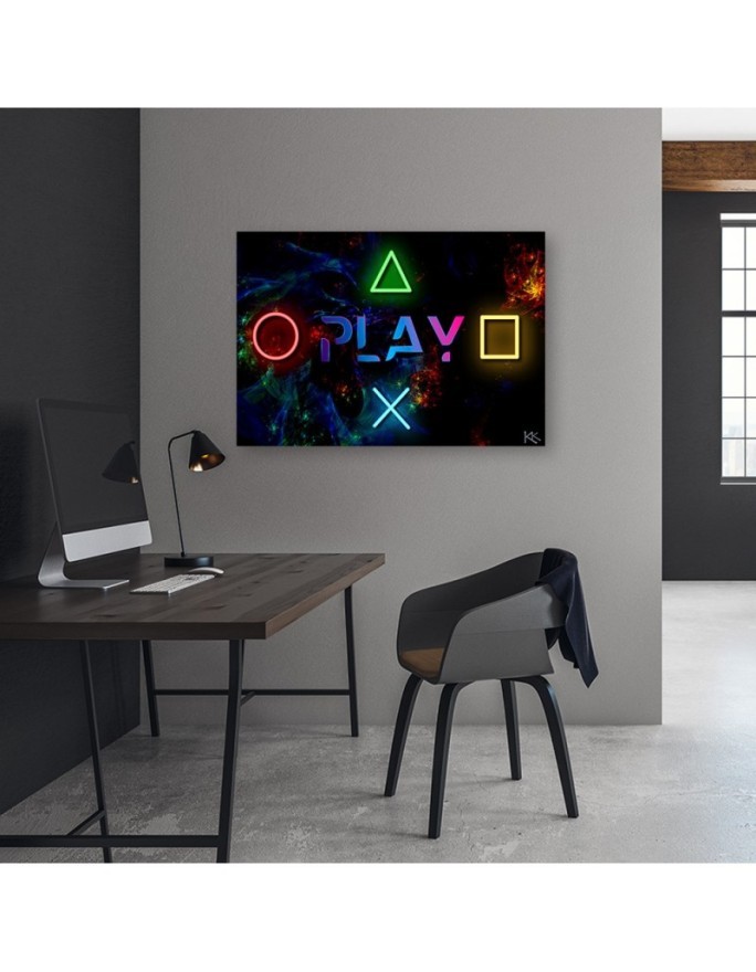 Decorative Canvas prints - Play lettering and controller buttons | FEEBY