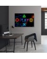 Decorative Canvas prints - Play lettering and controller buttons | FEEBY