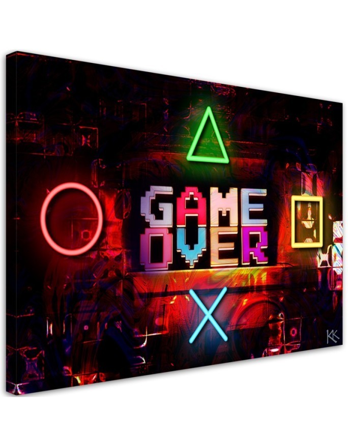 Modern Canvas painting for a gamer - Game Over lettering for a gamer | FEEBY