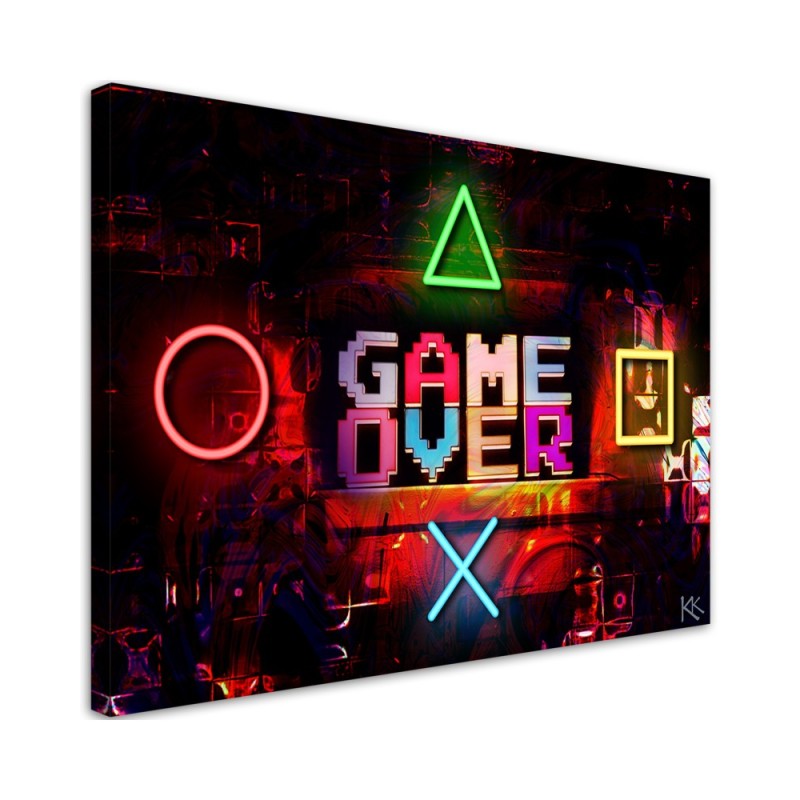 Modern Canvas painting for a gamer - Game Over lettering for a gamer | FEEBY