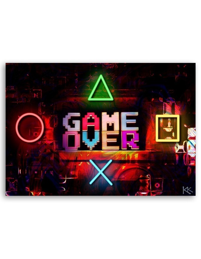 Modern Canvas painting for a gamer - Game Over lettering for a gamer | FEEBY
