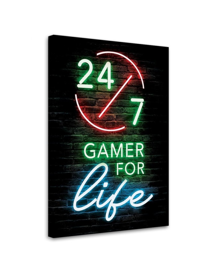 Neon Canvas prints for a teenager - Gamer for life lettering | FEEBY