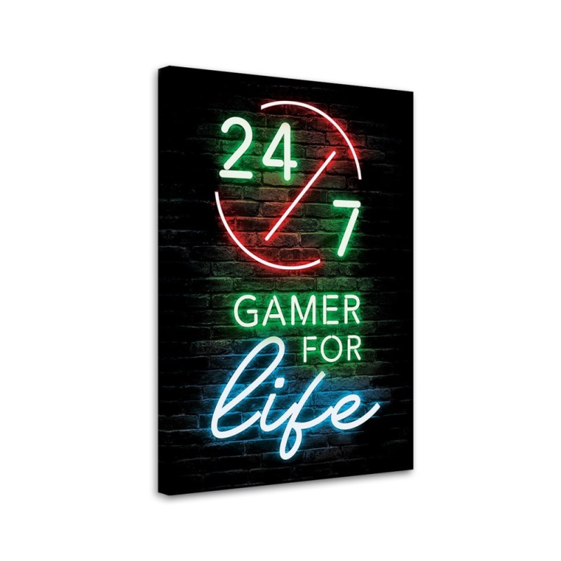 Neon Canvas prints for a teenager - Gamer for life lettering | FEEBY