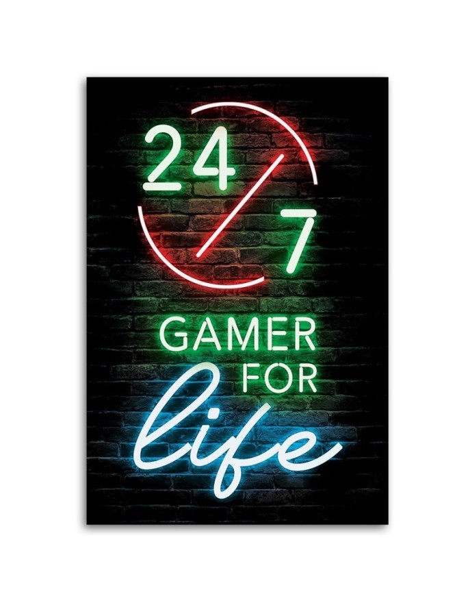 Neon Canvas prints for a teenager - Gamer for life lettering | FEEBY