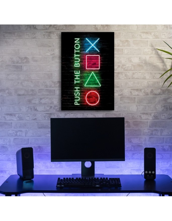 Wall art canvas painting - Gamer controller buttons caption | FEEBY