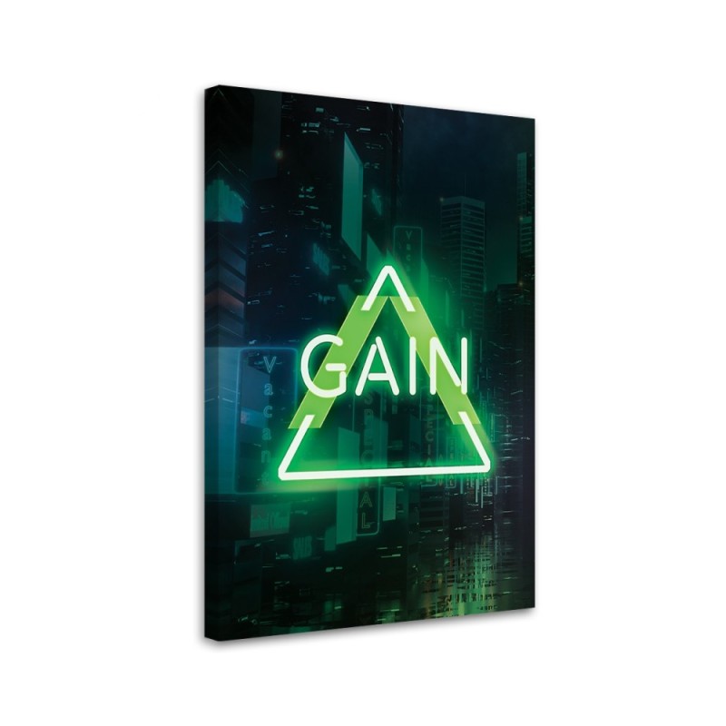 Gaming Canvas prints - Green GAIN lettering for gamer | FEEBY