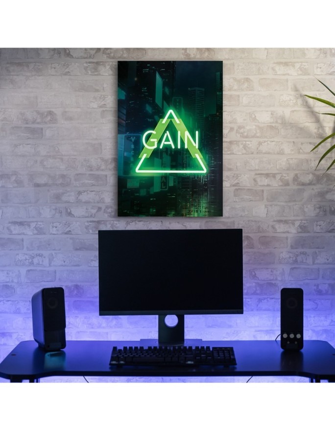 Gaming Canvas prints - Green GAIN lettering for gamer | FEEBY