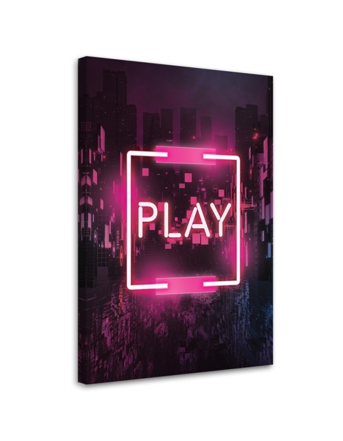 Wall art painting - Pink PLAY lettering for a gamer | FEEBY