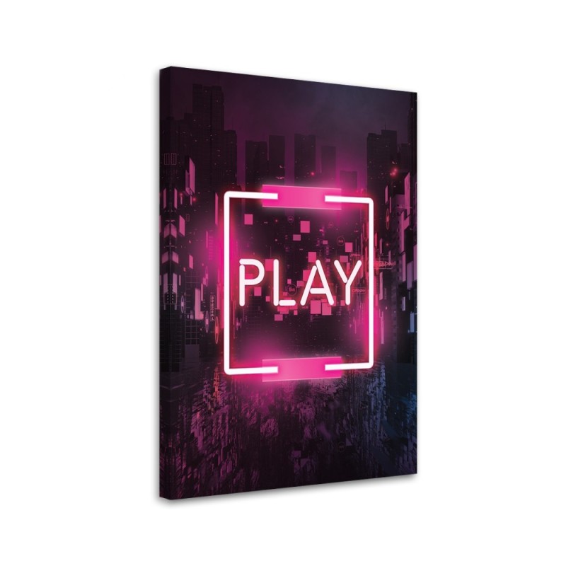 Wall art painting - Pink PLAY lettering for a gamer | FEEBY