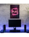 Wall art painting - Pink PLAY lettering for a gamer | FEEBY