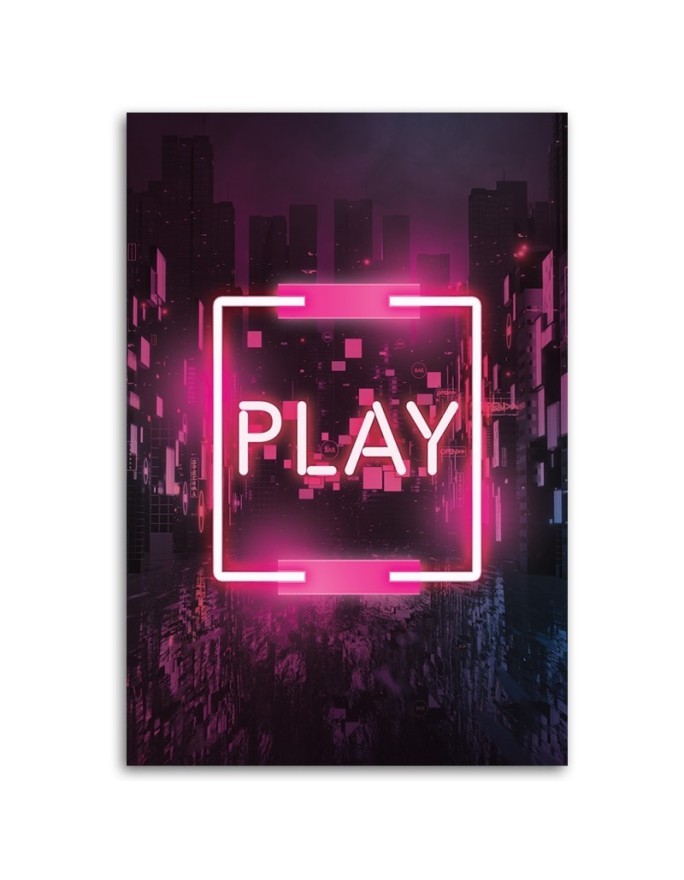 Wall art painting - Pink PLAY lettering for a gamer | FEEBY