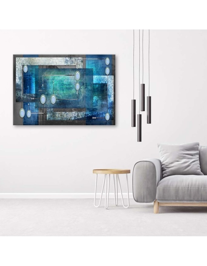 Wall art Canvas painting for office - Blue abstract for living room | FEEBY