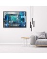 Wall art Canvas painting for office - Blue abstract for living room | FEEBY
