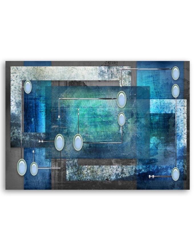 Wall art Canvas painting for office - Blue abstract for living room | FEEBY