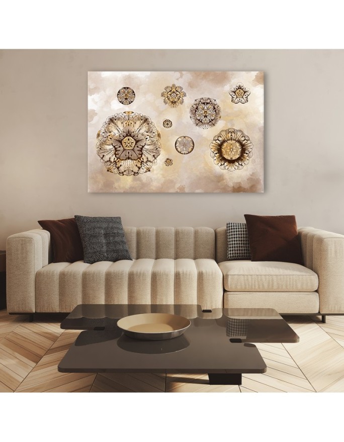 Stylish Canvas prints for living room - Floral geometric shapes | FEEBY