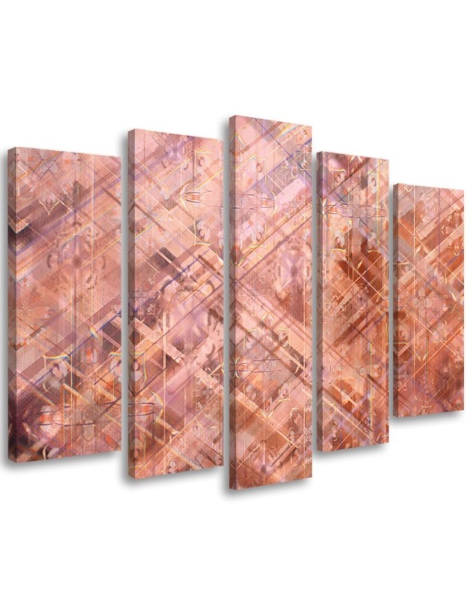 Canvas print of 5 parts for living room - Abstract geometric shapes | FEEBY