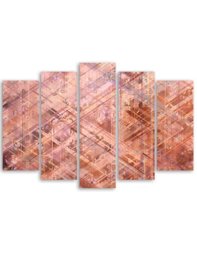 Canvas print of 5 parts for living room - Abstract geometric shapes | FEEBY