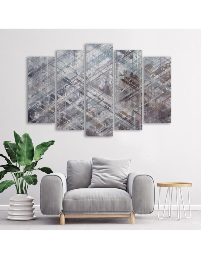 Canvas print of 5 parts - Abstract geometric shapes | FEEBY