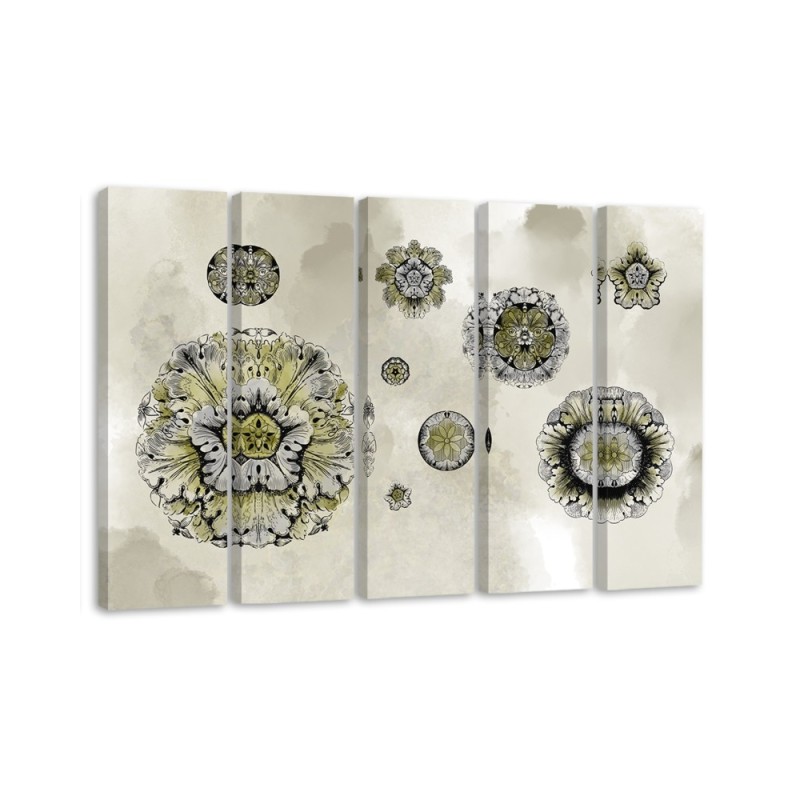 Five-piece wall painting - Floral geometric shapes | FEEBY
