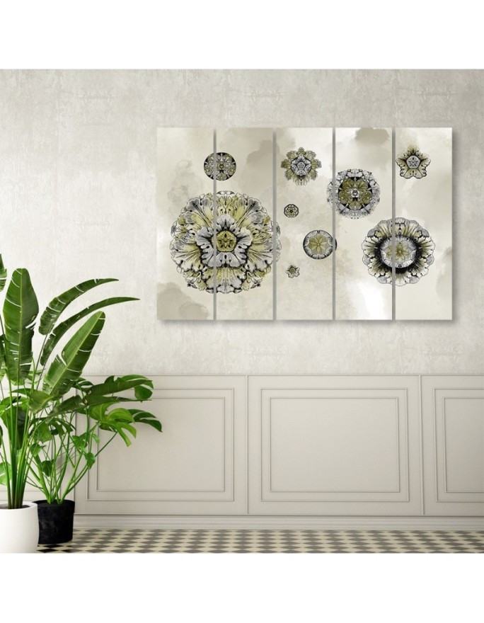 Five-piece wall painting - Floral geometric shapes | FEEBY