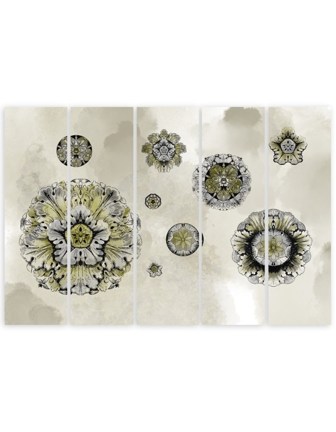 Five-piece wall painting - Floral geometric shapes | FEEBY