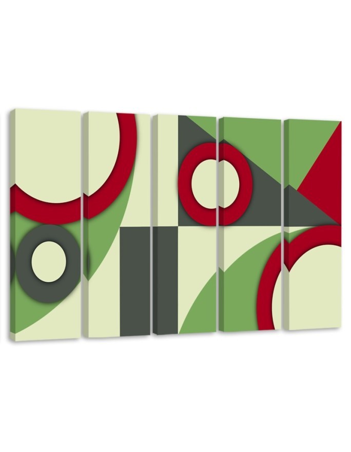 Painting on canvas 5 parts - Multicolored Geometric Abstract Shapes | FEEBY