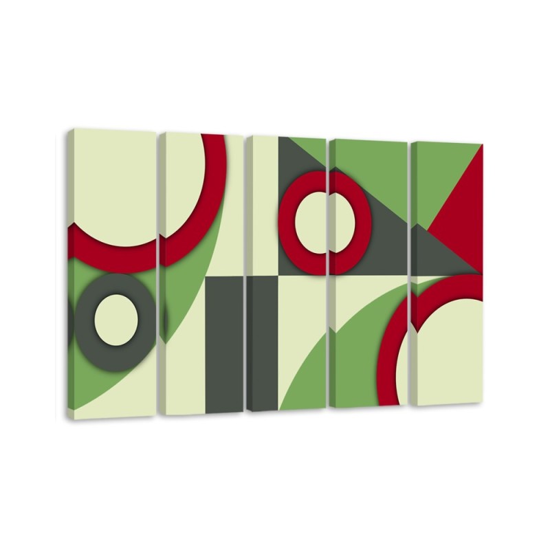 Painting on canvas 5 parts - Multicolored Geometric Abstract Shapes | FEEBY