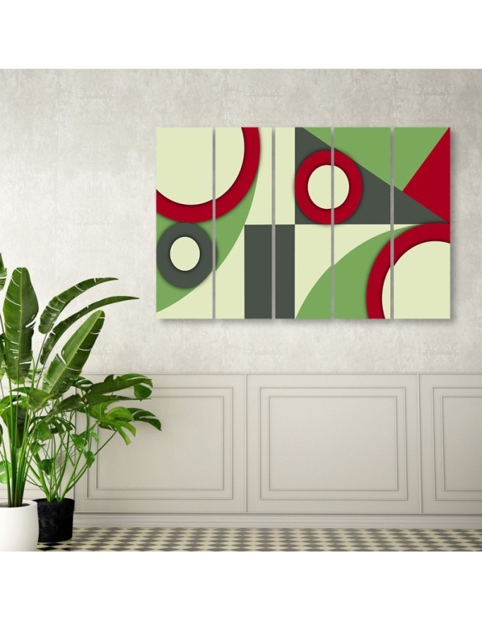 Painting on canvas 5 parts - Multicolored Geometric Abstract Shapes | FEEBY
