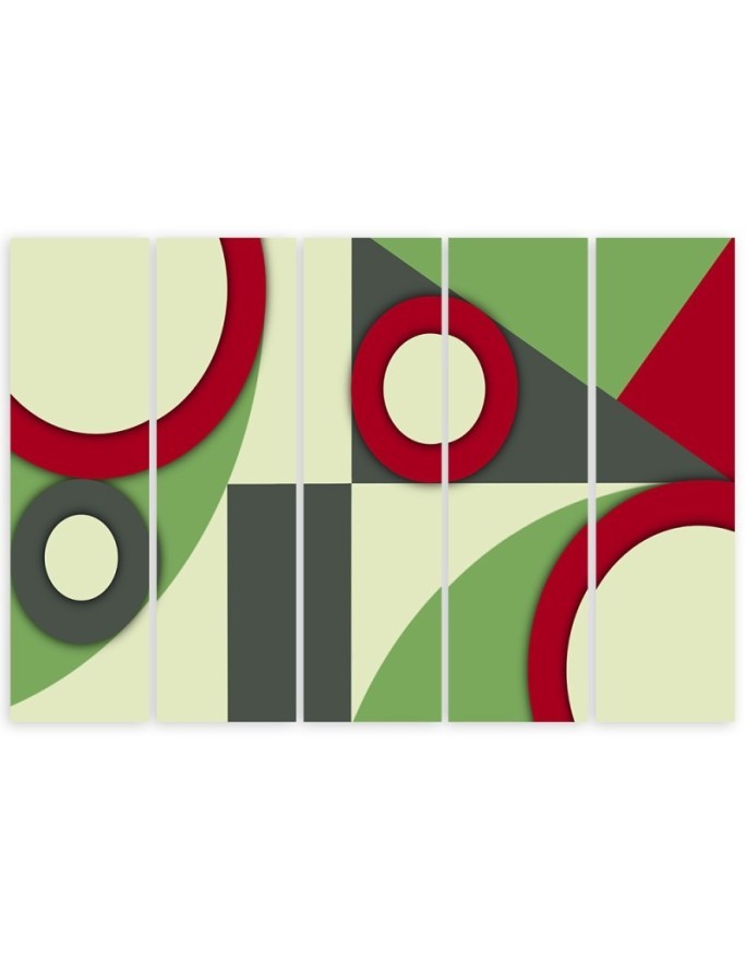 Painting on canvas 5 parts - Multicolored Geometric Abstract Shapes | FEEBY