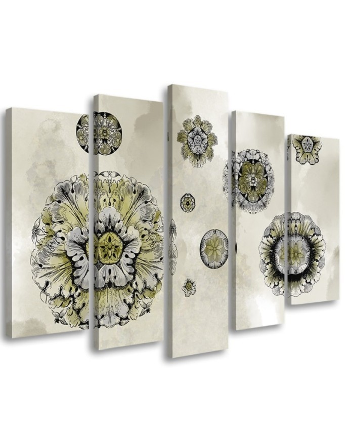Five-piece wall painting - Floral geometric shapes abstract | FEEBY