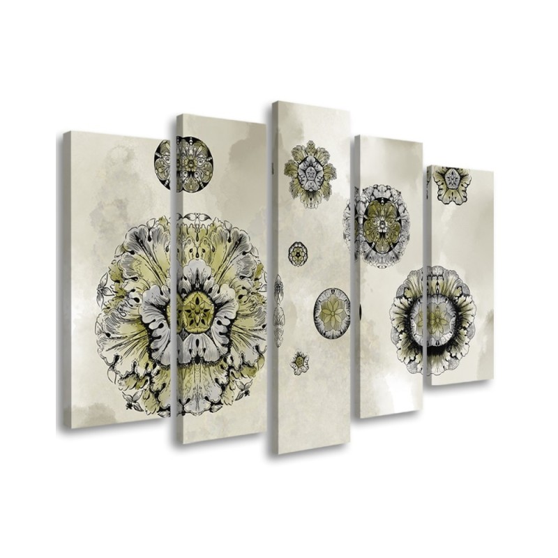 Five-piece wall painting - Floral geometric shapes abstract | FEEBY