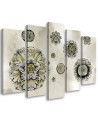 Five-piece wall painting - Floral geometric shapes abstract | FEEBY