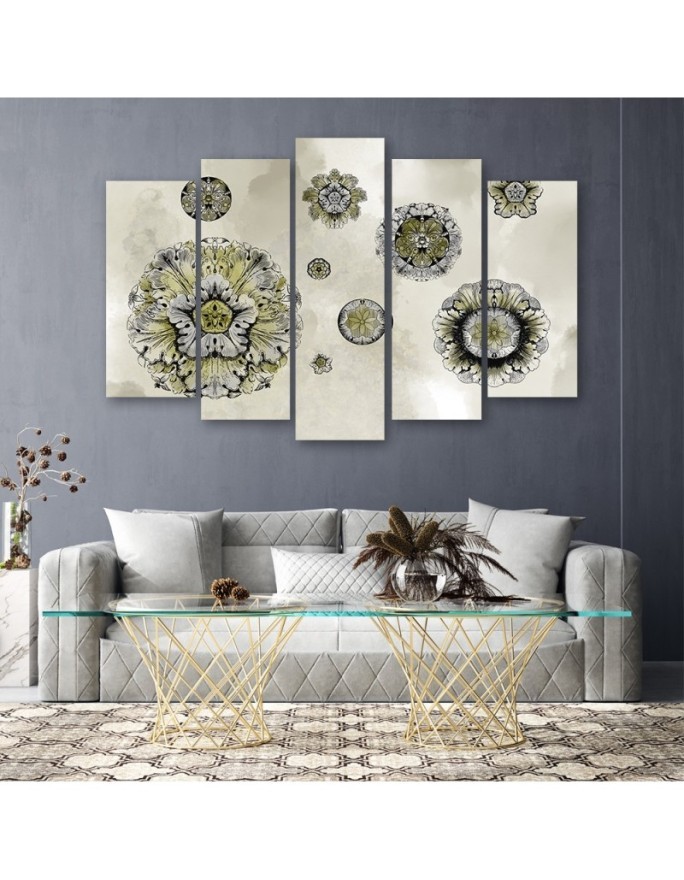 Five-piece wall painting - Floral geometric shapes abstract | FEEBY