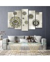 Five-piece wall painting - Floral geometric shapes abstract | FEEBY