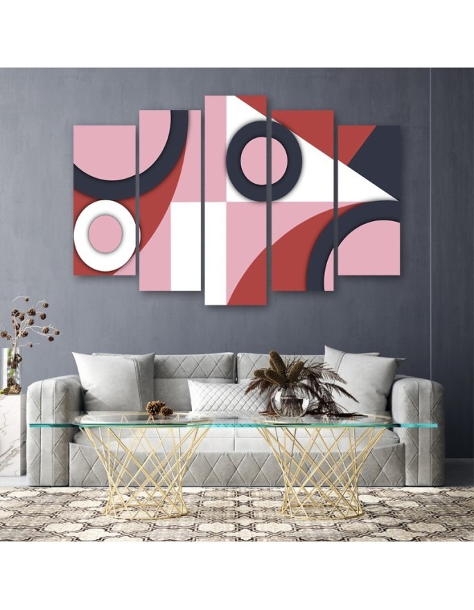 Pentaptic wall painting - Geometric shapes abstract | FEEBY