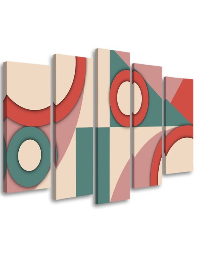 Modern pentaptic painting - Geometric coloured shapes | FEEBY