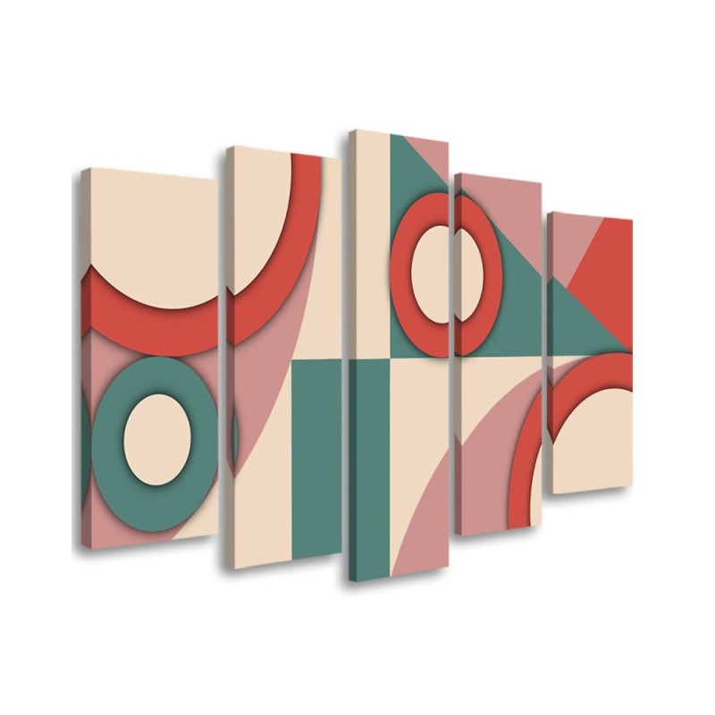 Modern pentaptic painting - Geometric coloured shapes | FEEBY
