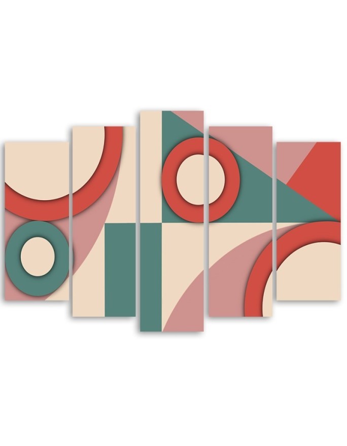 Modern pentaptic painting - Geometric coloured shapes | FEEBY