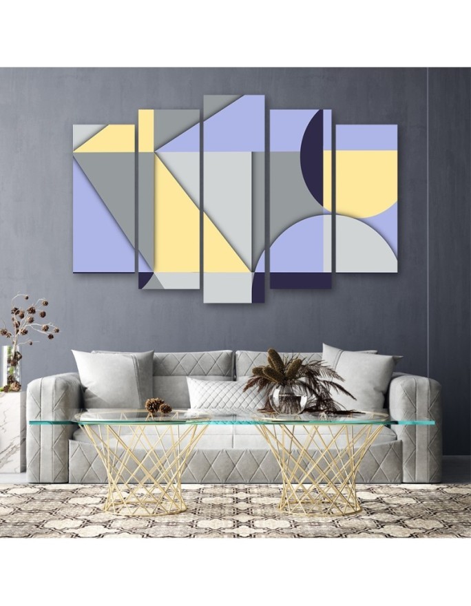 Wall painting 5 parts - Geometric shapes abstract | FEEBY