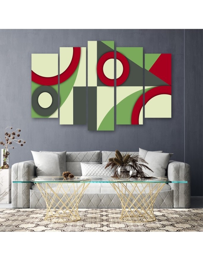 Canvas painting 5 parts - Geometric shapes abstract | FEEBY