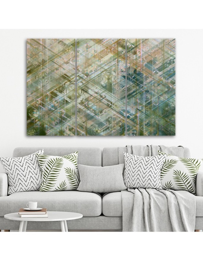 Triptych wall painting - Abstract geometric shapes | FEEBY