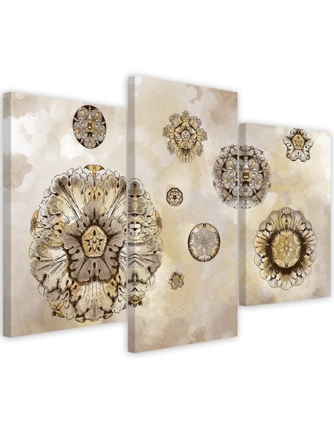 Triptych printed on canvas - Floral geometric shapes | FEEBY