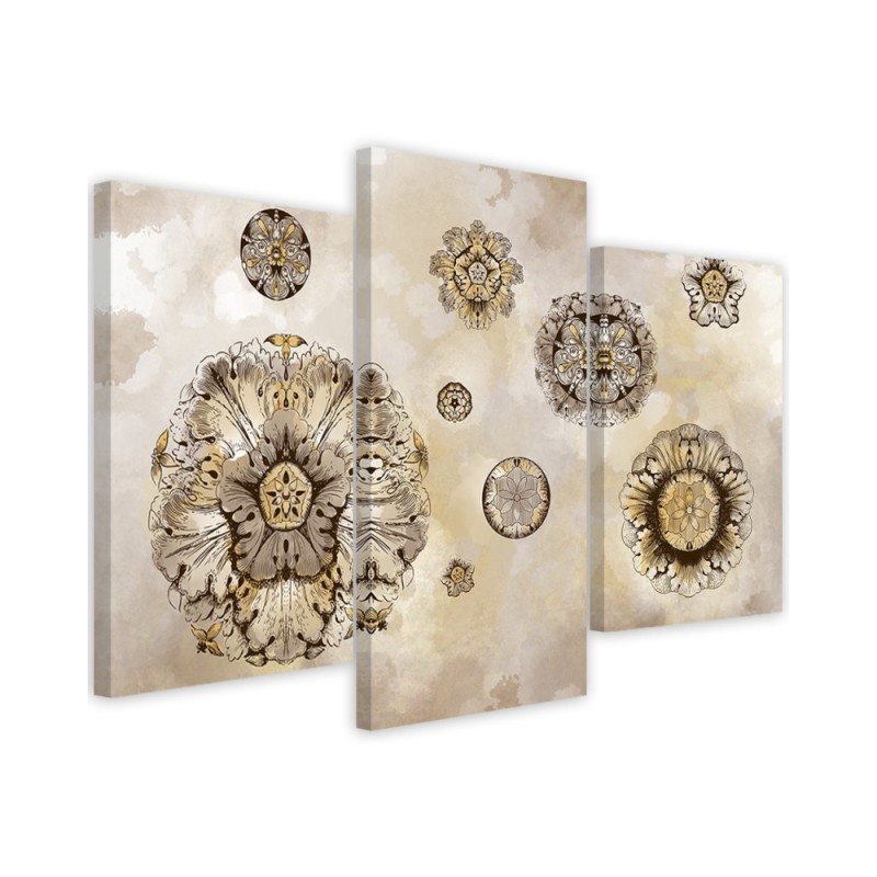 Triptych printed on canvas - Floral geometric shapes | FEEBY